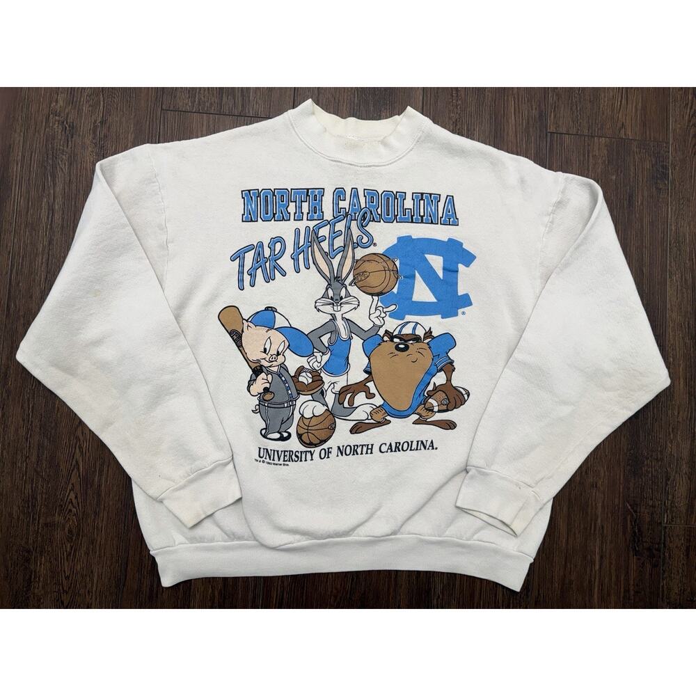 Vintage 1993 UNC Tar Heels Looney Tunes Crewneck Sweatshirt XL USA